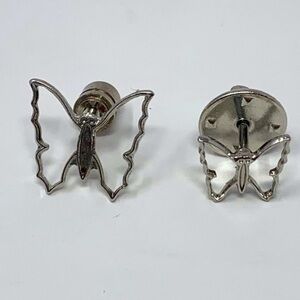 Two Small Silver Toned Butterfly Pins Set